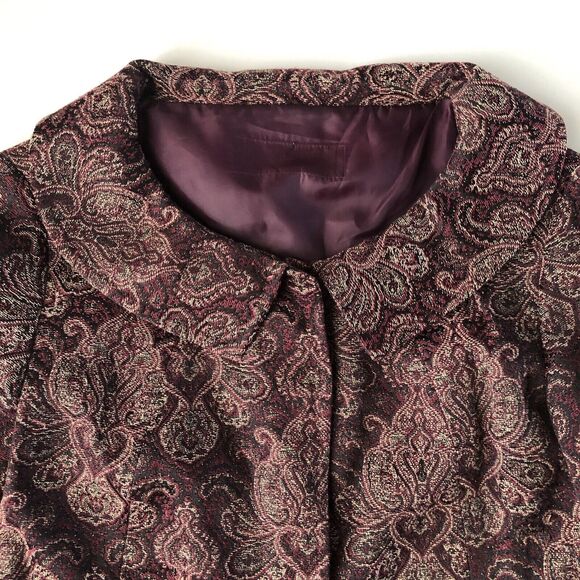 paisley Crop Jacket 3/4 Sleeve Snap Button Pockets Size Small? - Picture 7 of 10